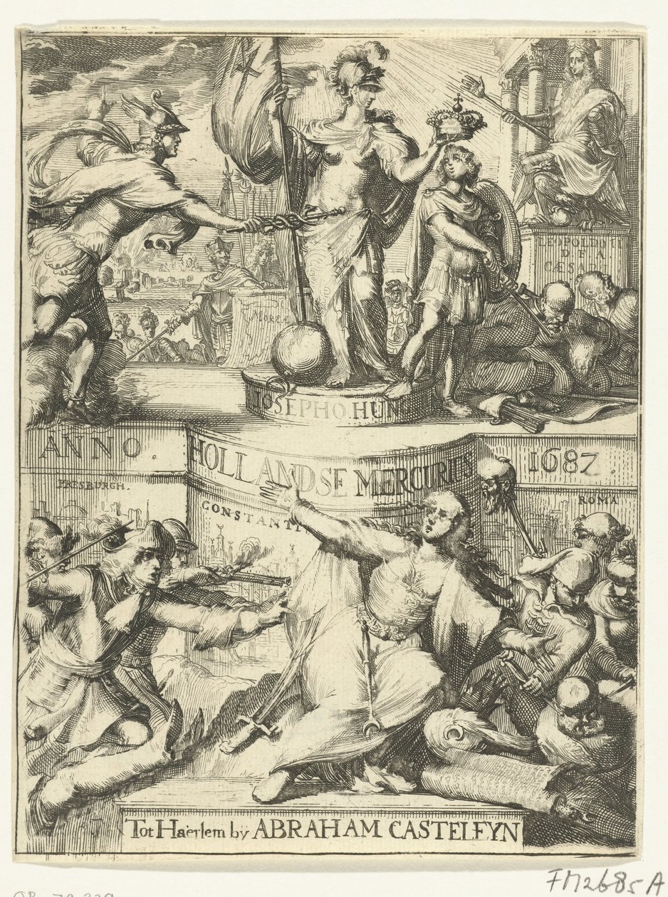 Titelseite für den Hollandsche Mercurius über das Jahr 1687 von Romeyn de Hooghe (attributed to)