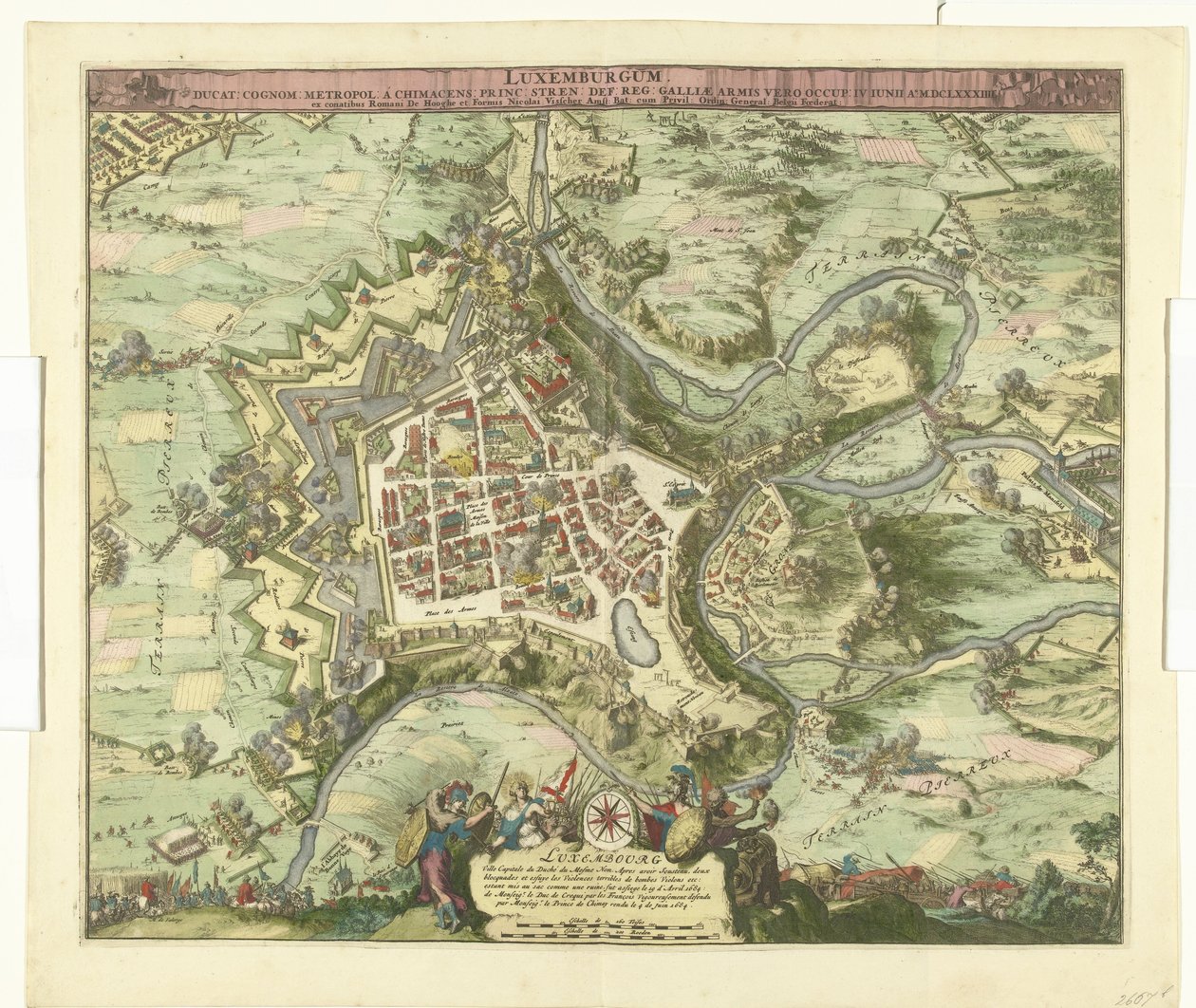 Bombardierung von Luxemburg durch Marschall de Créquy, 1684 von Romeyn de Hooghe