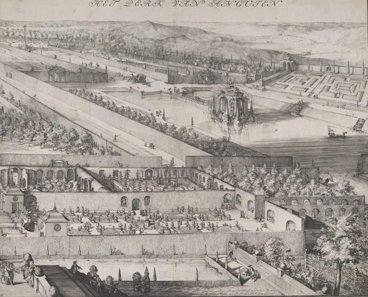 Detail des Parks von Enghien (rechte Hälfte) von Romeyn de Hooghe
