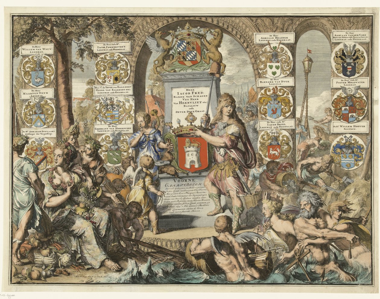 Titelblatt Caartboeck van Voorne, 1701 von Romeyn de Hooghe