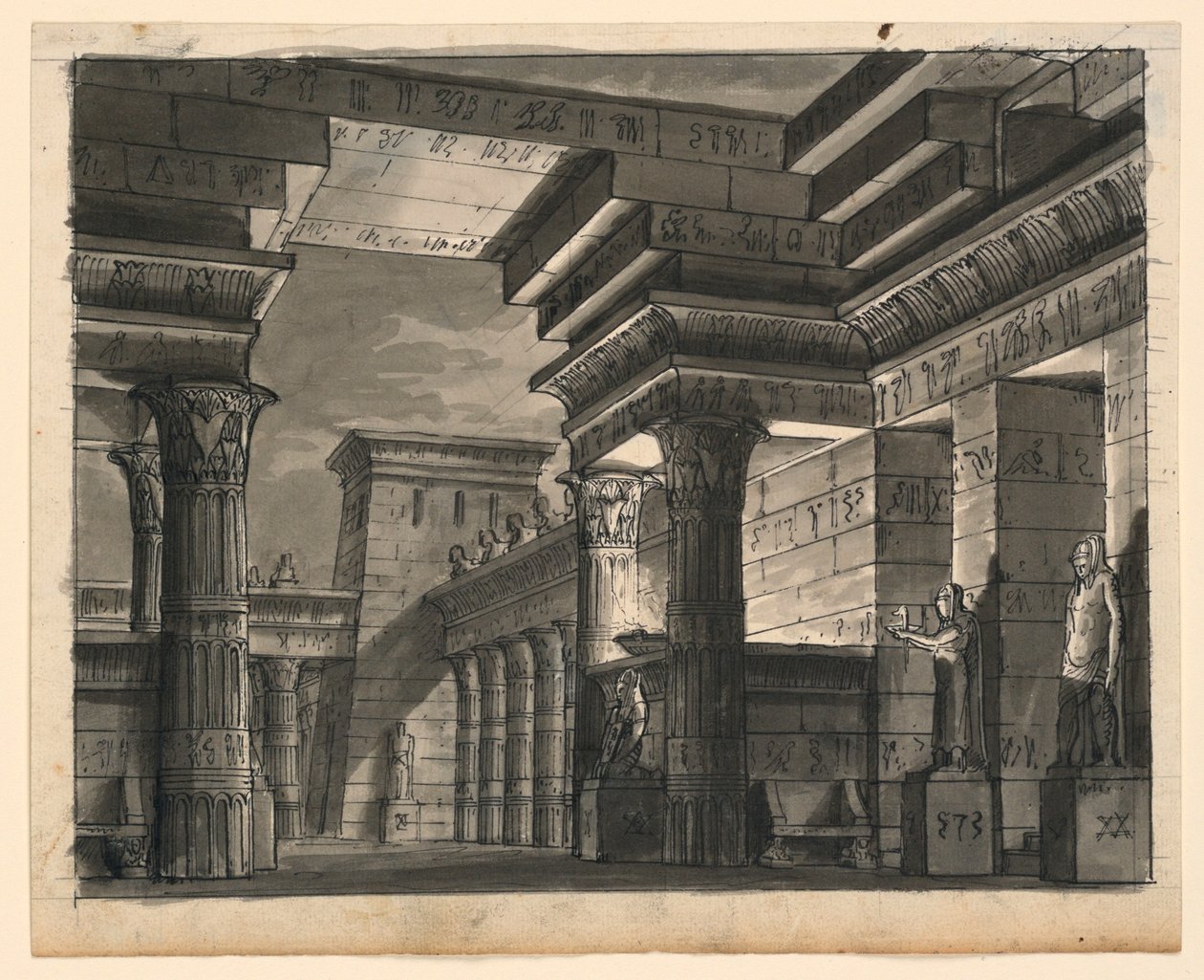 Bühnenbild, ägyptische Gebäude von Romolo Achille Liverani