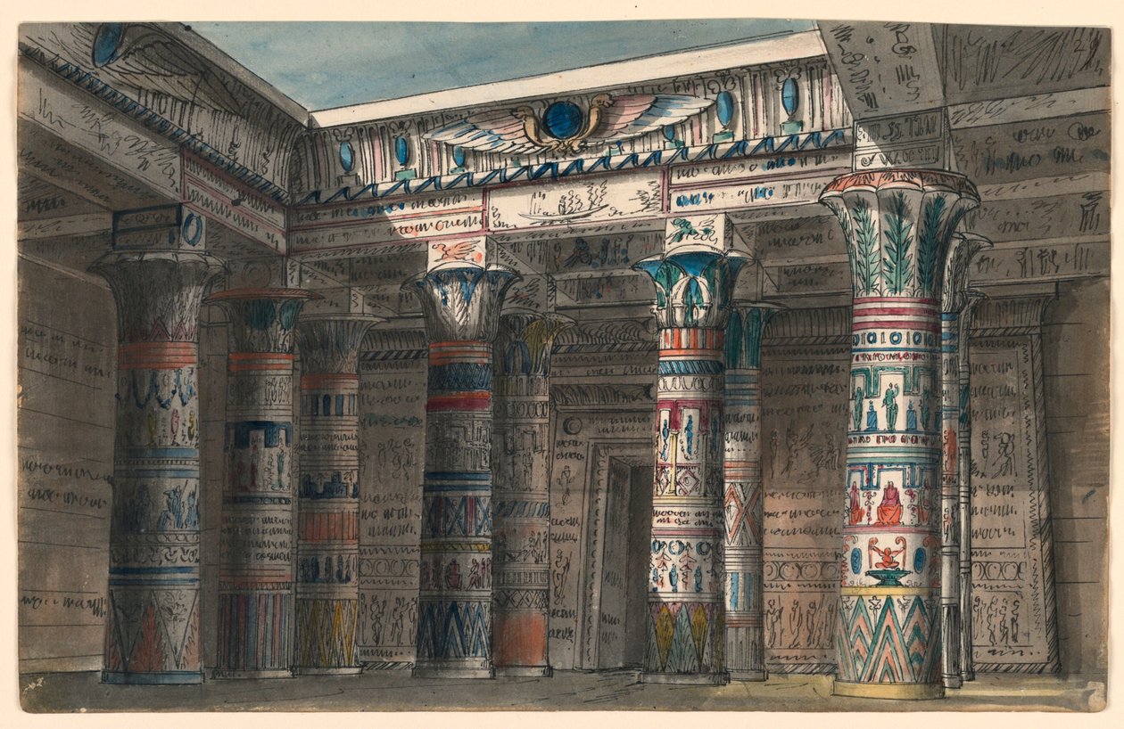 Bühnenbild, Ägyptischer Hof von Romolo Achille Liverani