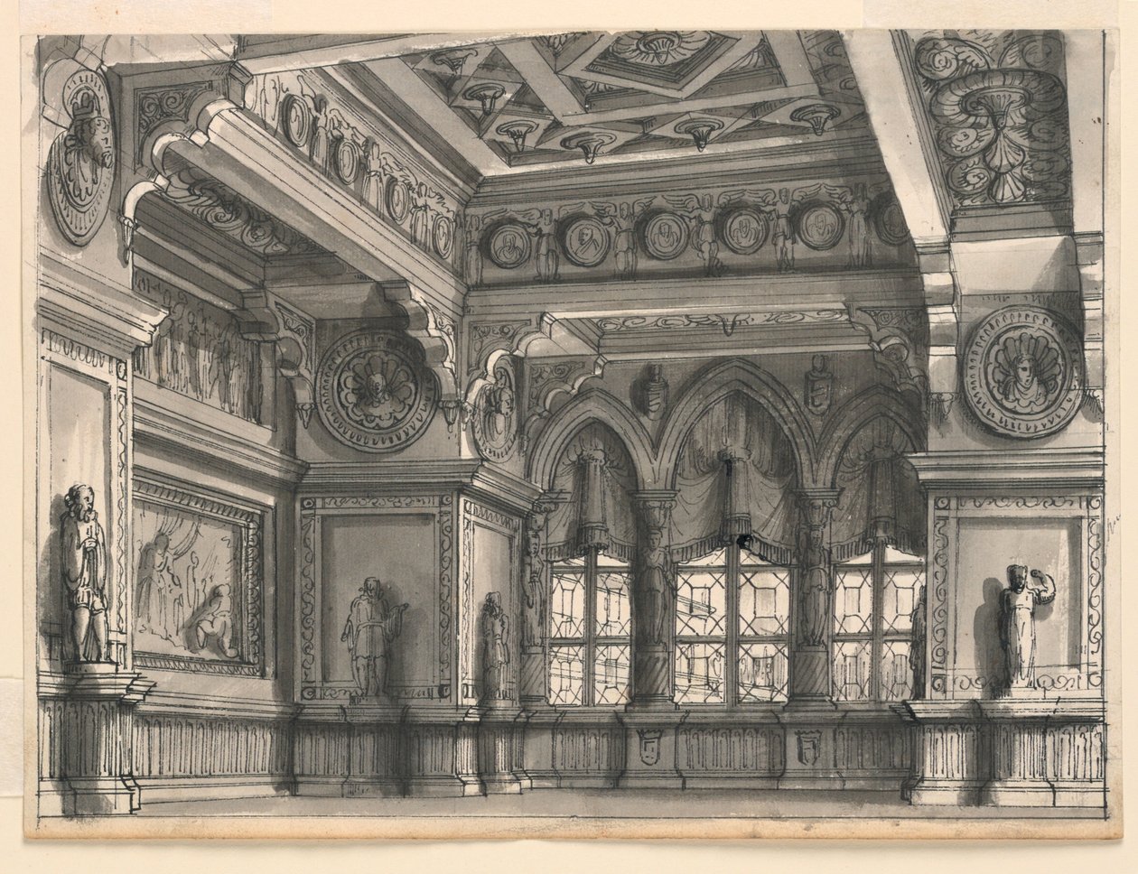 Bühnenbild, gotischer Raum von Romolo Achille Liverani