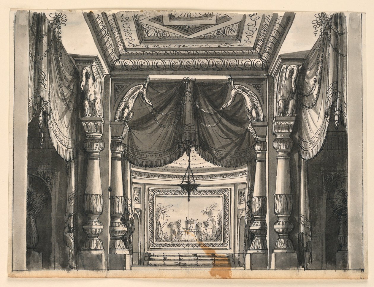Bühnenbild, Inneres eines orientalischen Palastes von Romolo Achille Liverani