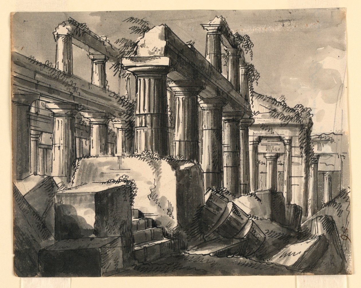 Bühnenbild, Ruinen eines Tempels von Romolo Achille Liverani