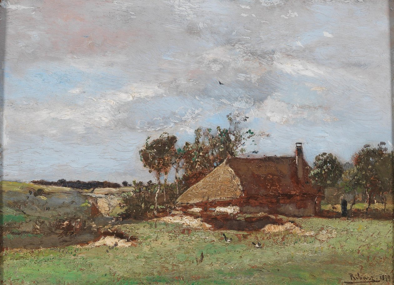Landschaft mit Bauernhof von Rudolf Ribarz