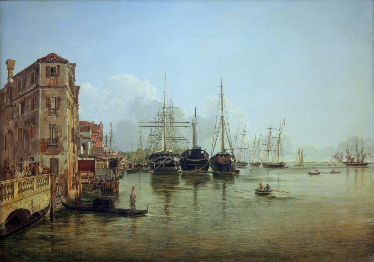 Ansicht der Strada Nuova zu den Giardini Publici in Venedig von Rudolf von Alt