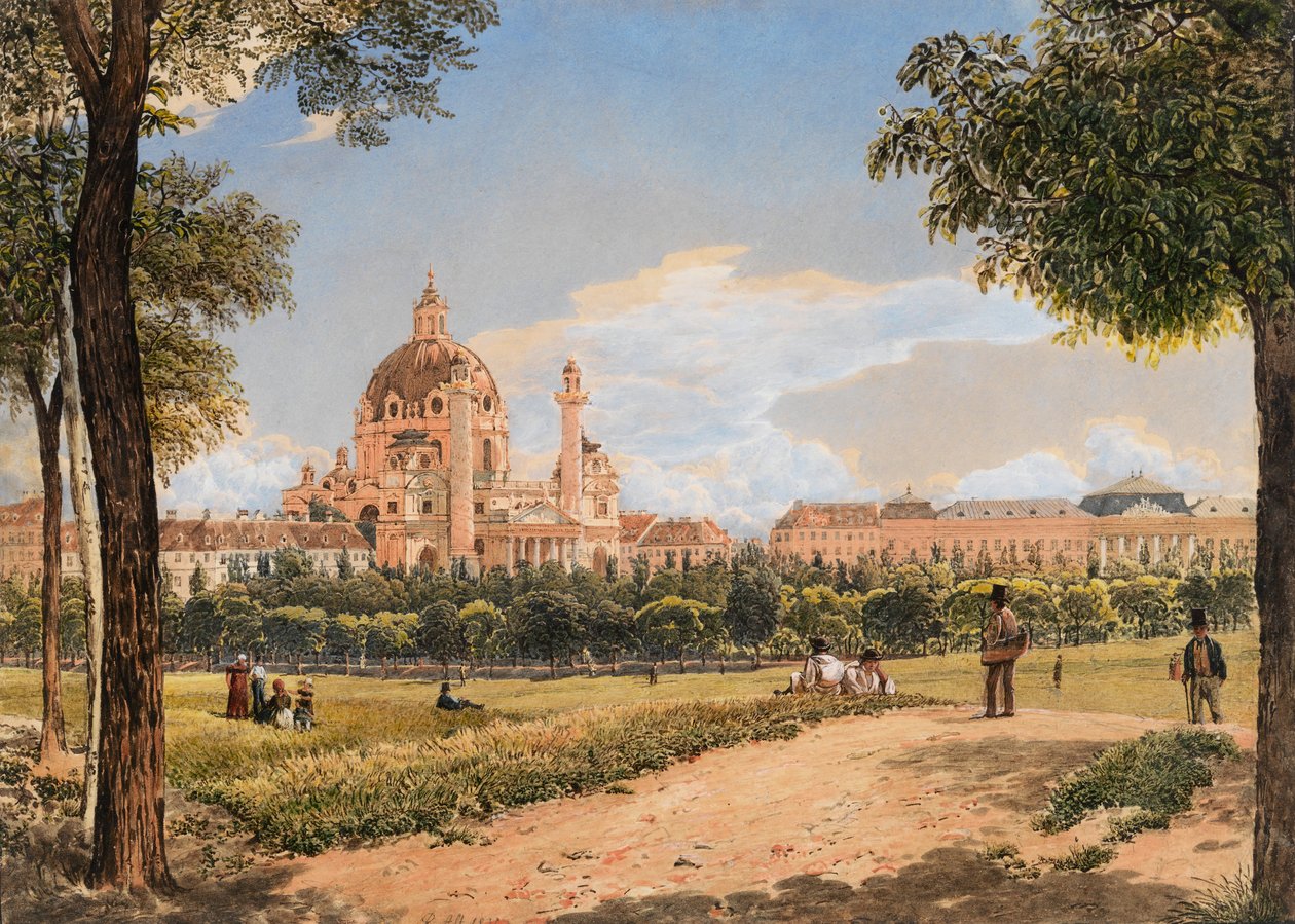 Ansicht der Karlskirche und des Polytechnischen Instituts in Wien, 1831