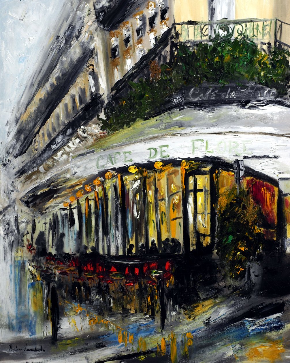 Cafe de Flore Abend Paris, 2021 von Ruslana Levandovska
