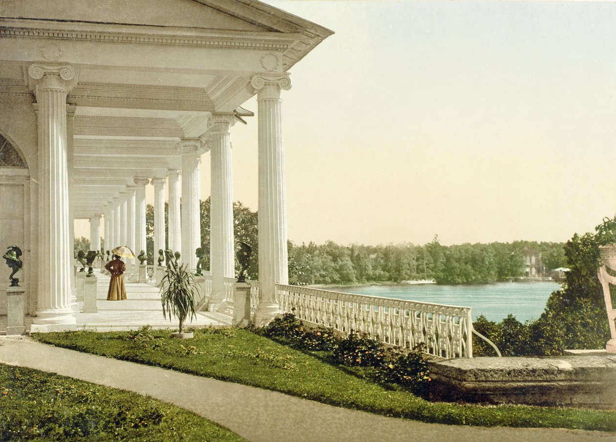 Vintage-Postkarte der Terrasse in Zarskoje Selo, 1890er Jahre von Russian Photographer