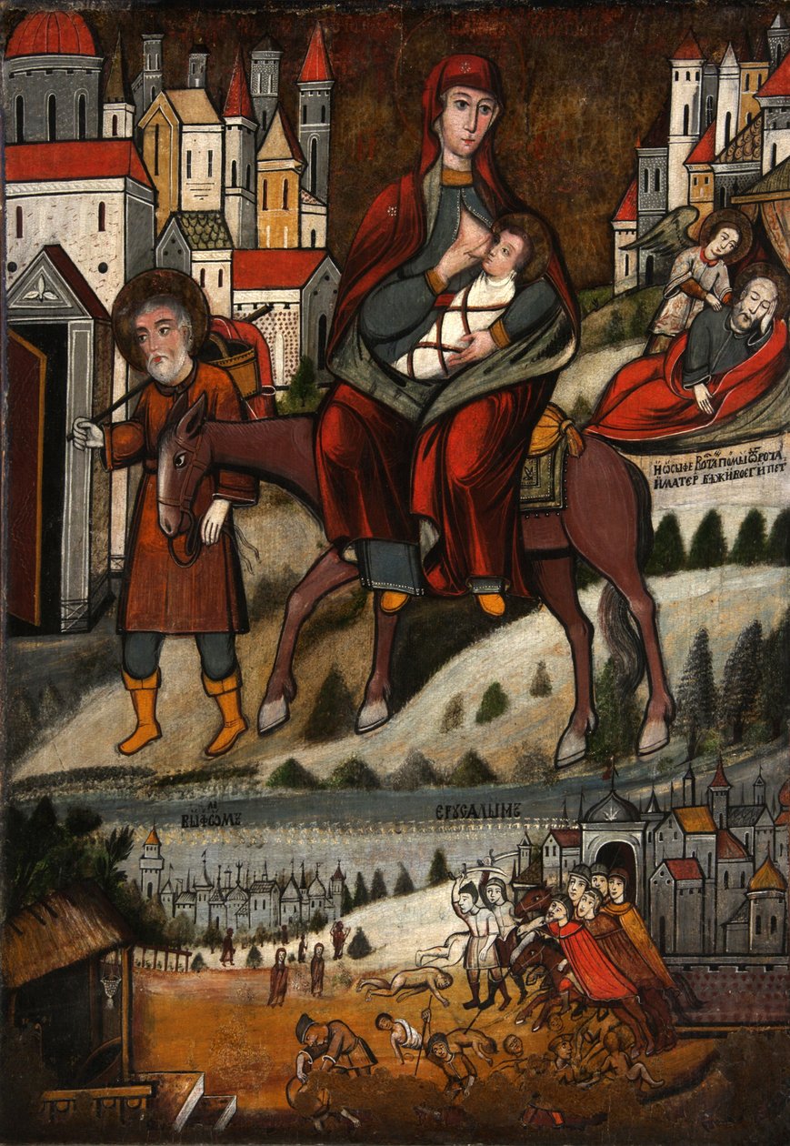 Die Flucht nach Ägypten, frühes 17. Jahrhundert von Russian icon.
