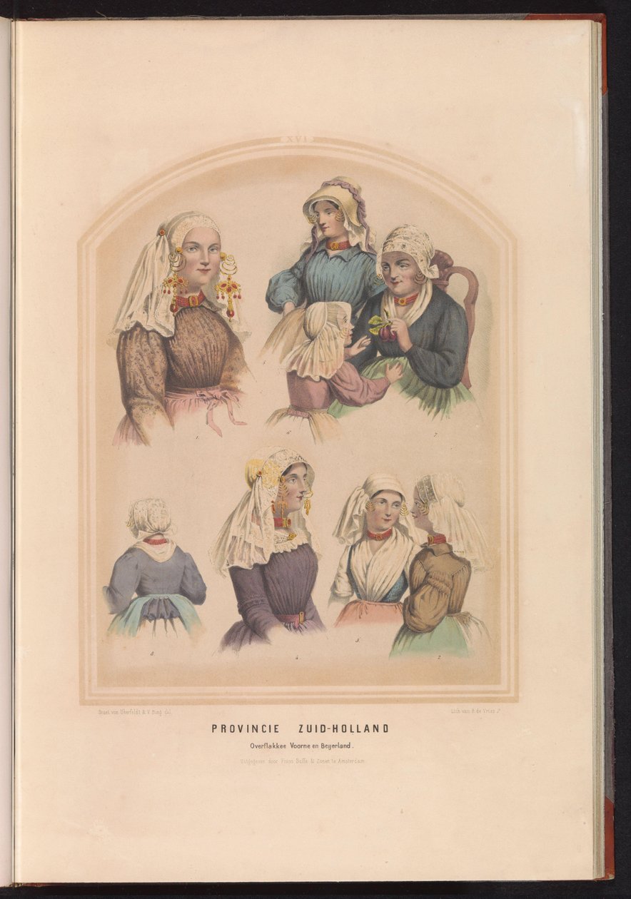 Klederdracht van Overflakkee, Voorne en Oud-Beijerland in Zuid-Holland, 1857 von Ruurt de Vries