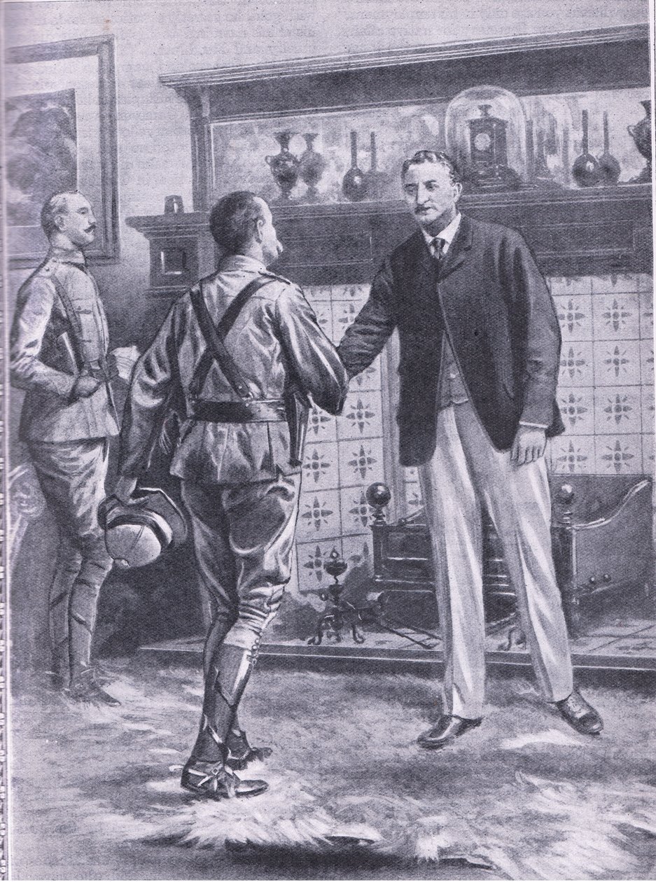 Als Kimberley von French befreit wurde. General French und Cecil Rhodes, Illustration aus Cassells Romance of Famous Lives, ca. 1940 von S. Begg