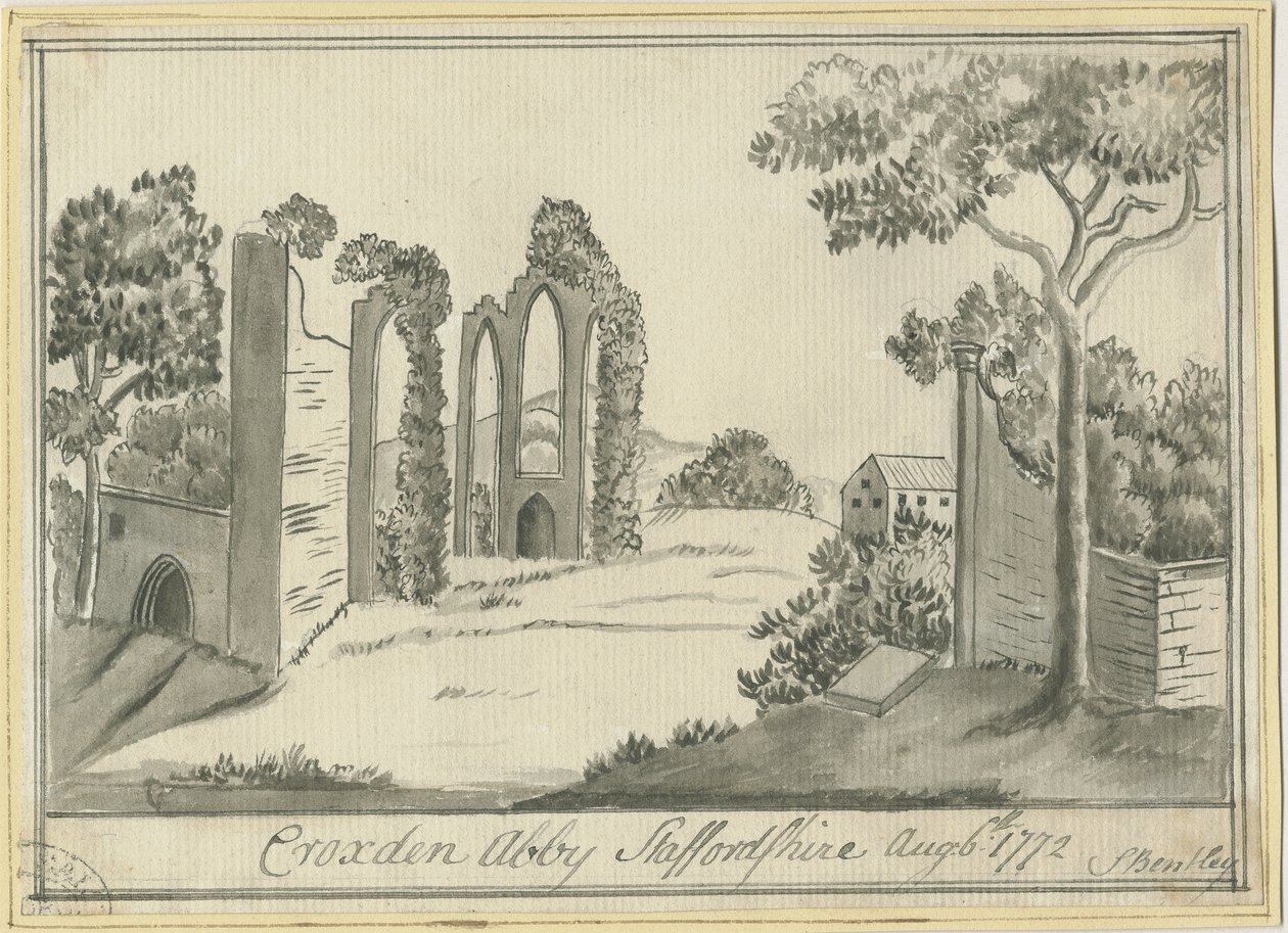 Croxden Abbey: Sepia-Zeichnung, 6. August 1772 von S Bentley