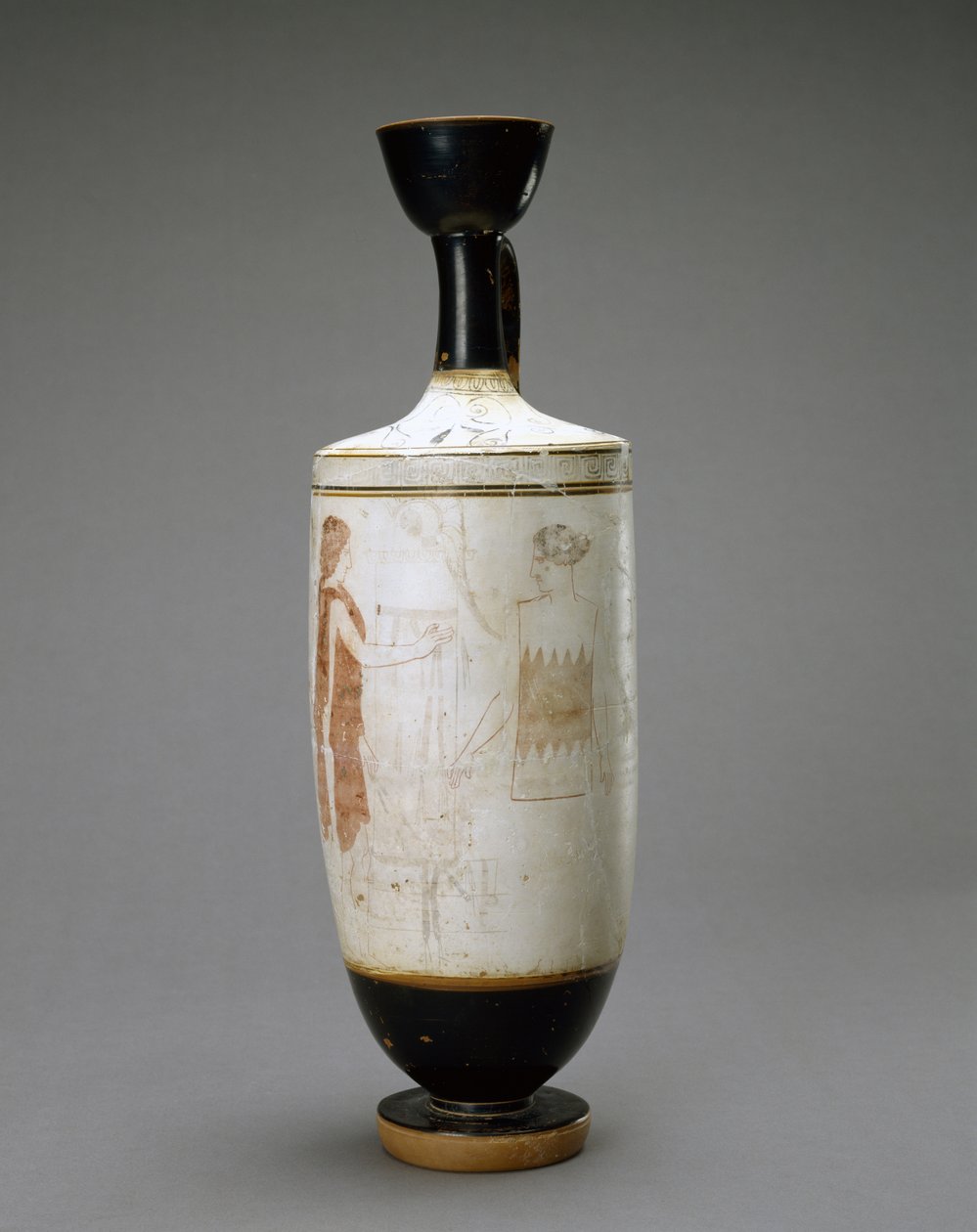 Weißgrundige Lekythos mit junger Frau an einem Grab, 450-440 v. Chr. von Sabouroff Painter (attr. to)