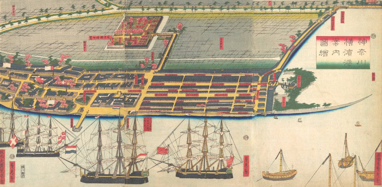 Bildführer zum Hafen von Yokohama von Sadahide Utagawa