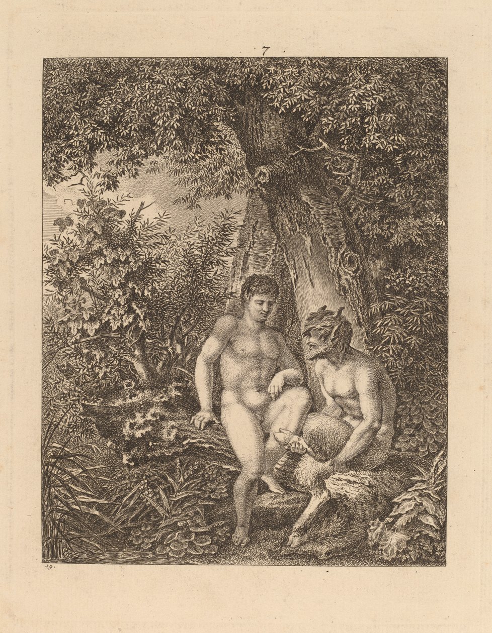 Zwei Satyrn im Wald von Salomon Gessner