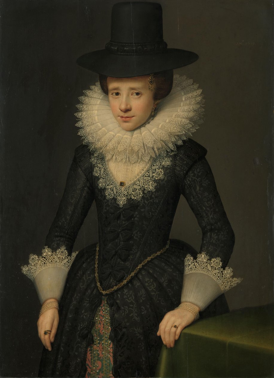 Porträt von Anna Boudaen Courten (1599-1622) von Salomon Mesdach (attributed to)