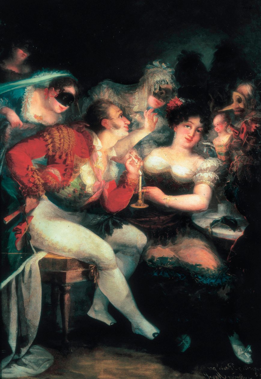 Ein Café während des Karnevals, Detail, ca. 1824-25 von Salvador Mayol