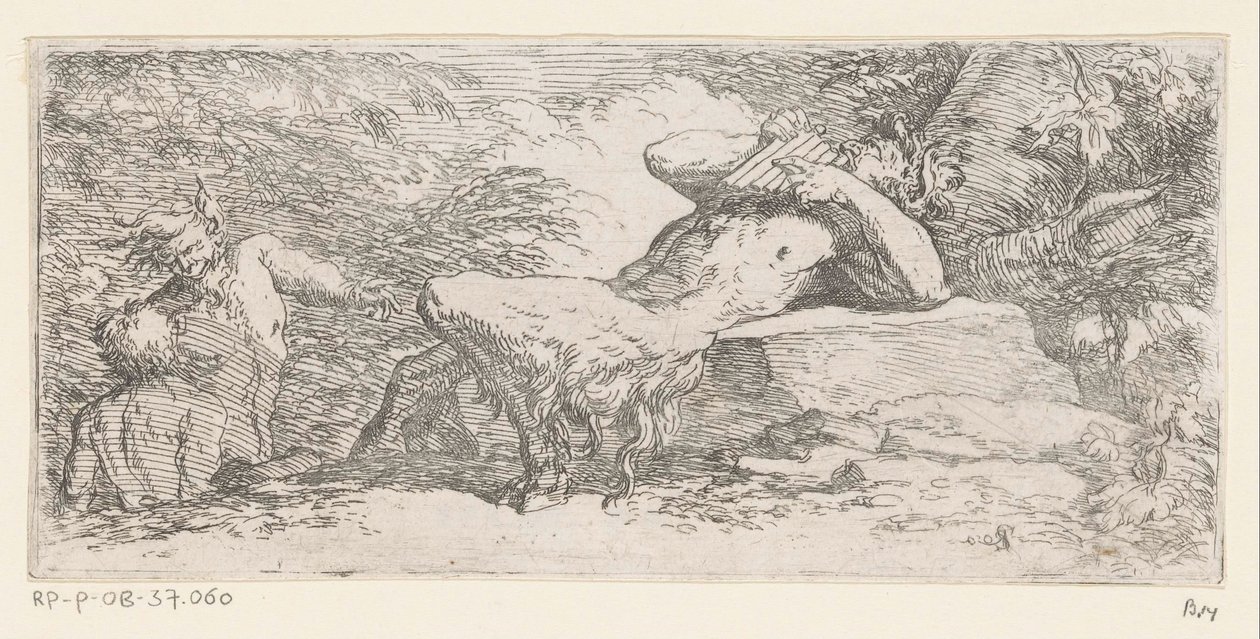 Satyr mit einer Panflöte von Salvator Rosa
