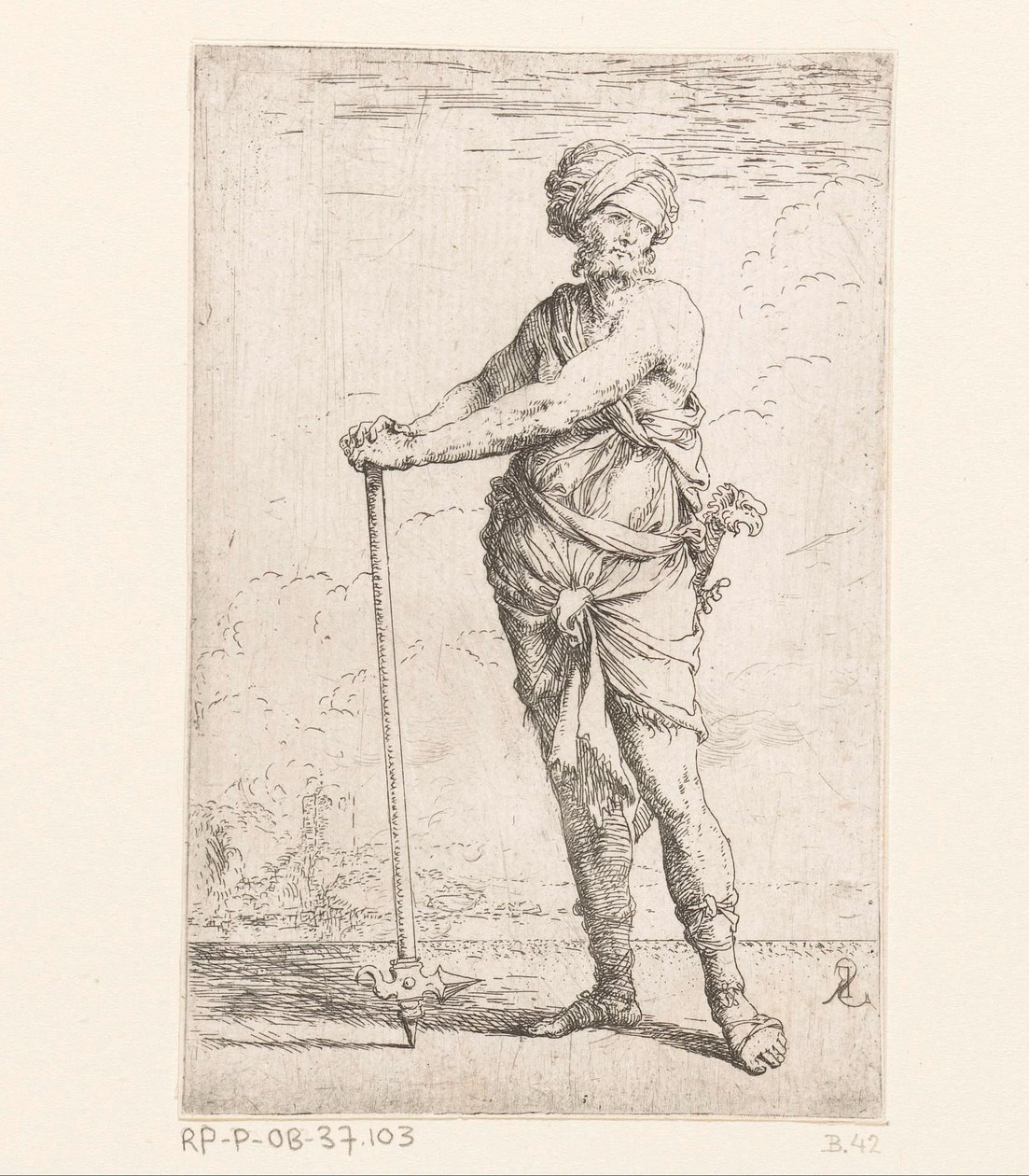 Soldat mit Streithammer von Salvator Rosa