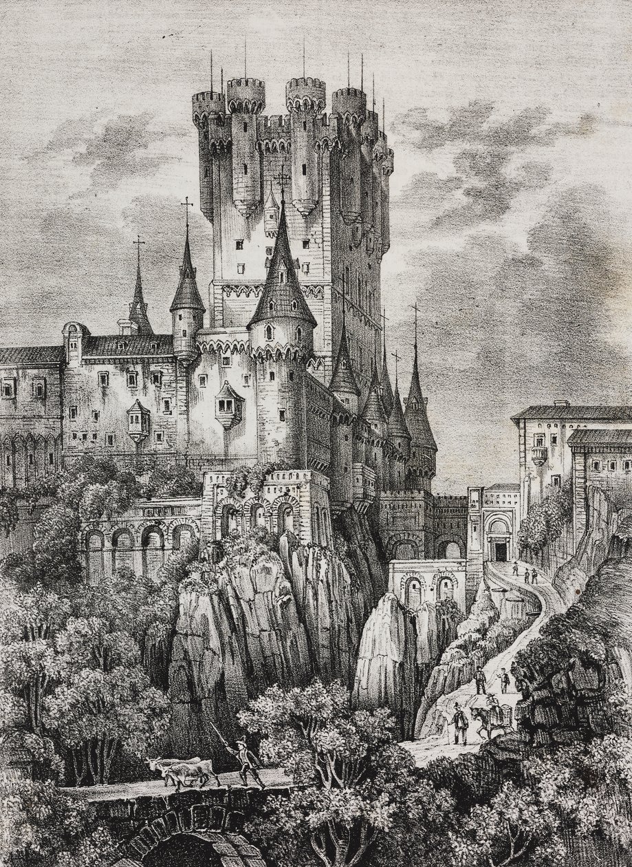 Alcazar von Segovia, Spanien, Lithographie von Salvatore Puglia aus Poliorama Pittoresco, Nr. 36, 12. April von Salvatore Puglia