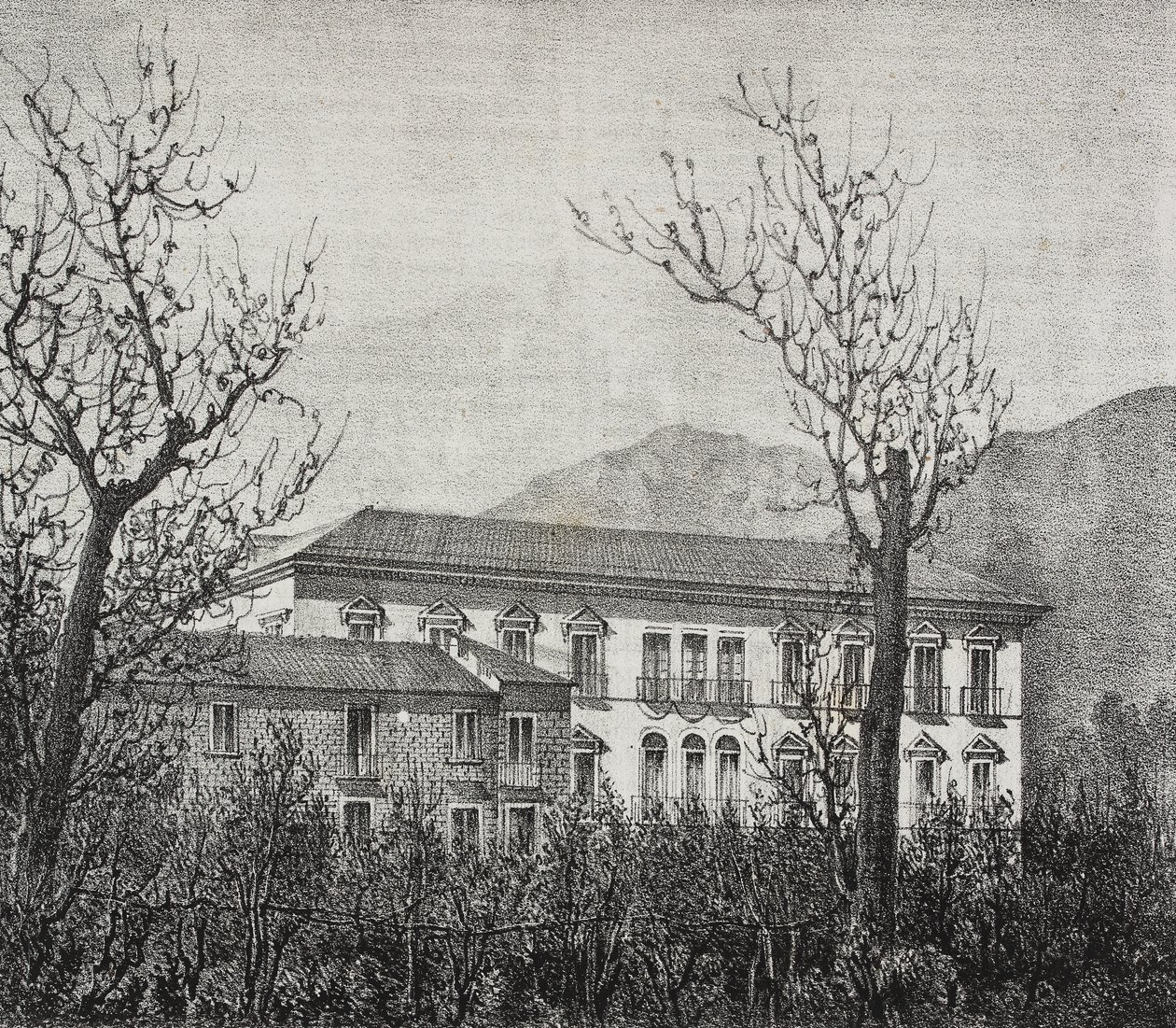 Kolleg von Avellino, Kampanien, Italien, Lithographie von Salvatore Puglia aus Poliorama Pittoresco, Nr. 2, 20. August von Salvatore Puglia