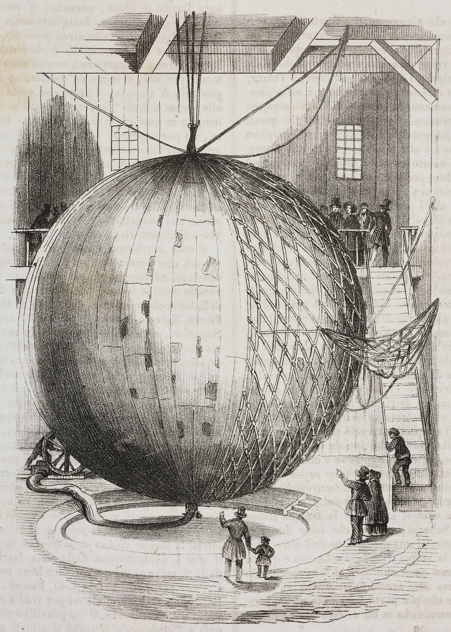 Kupfer-Heißluftballon erfunden von Edmond Marey-Monge, Frankreich, Lithographie von Salvatore Puglia aus Poliorama Pittoresco, Nr. 41, 18. Mai von Salvatore Puglia