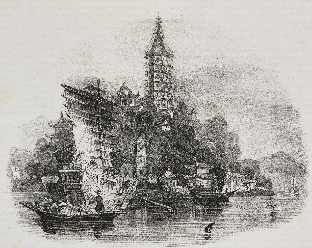 Kin-Chan, Goldener Berg, China, Lithographie von Salvatore Puglia aus Poliorama Pittoresco, Nr. 21, 28. Dezember von Salvatore Puglia