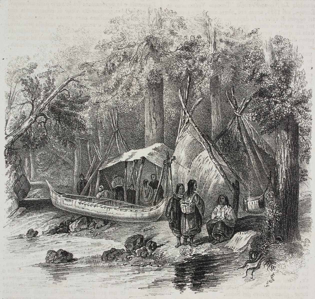 Indianer in Kanada, Lithographie von Salvatore Puglia von Salvatore Puglia