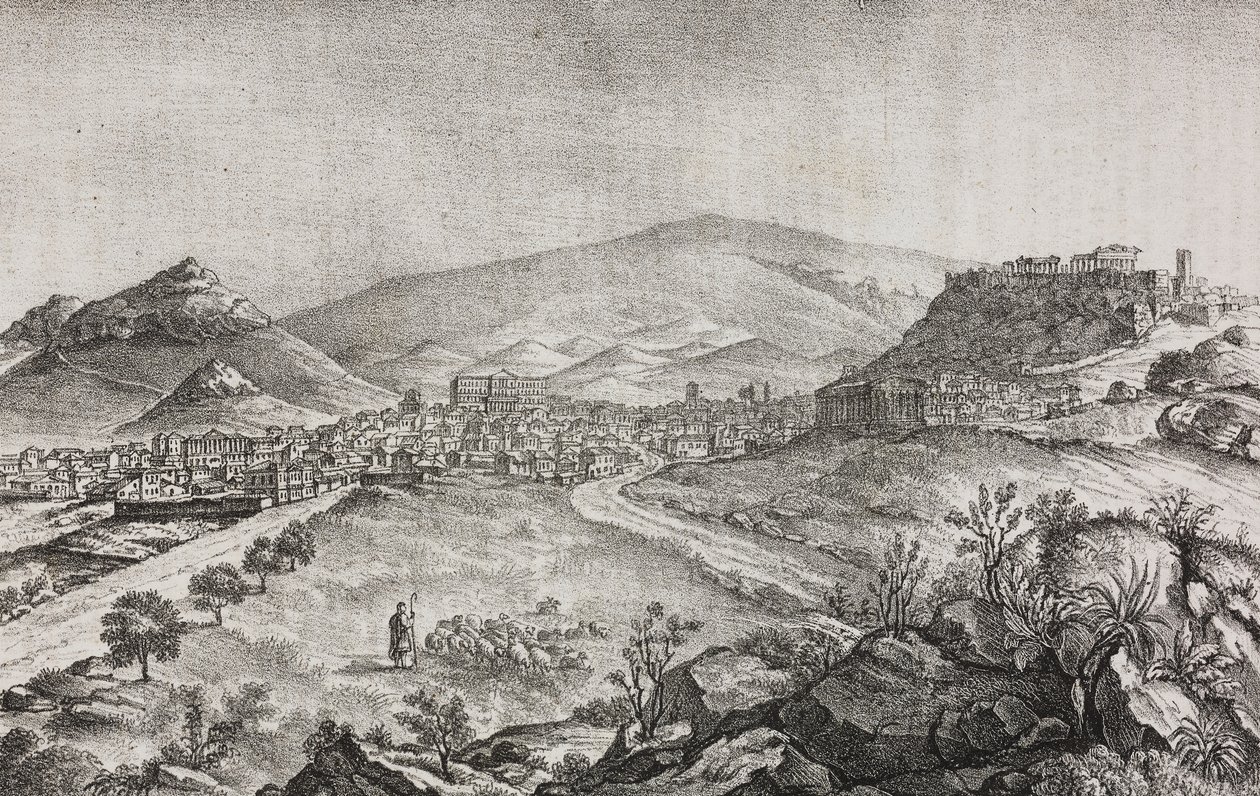 Ansicht von Athen, Griechenland, Lithographie von Salvatore Puglia aus Poliorama Pittoresco, Nr. 1, 13. August von Salvatore Puglia