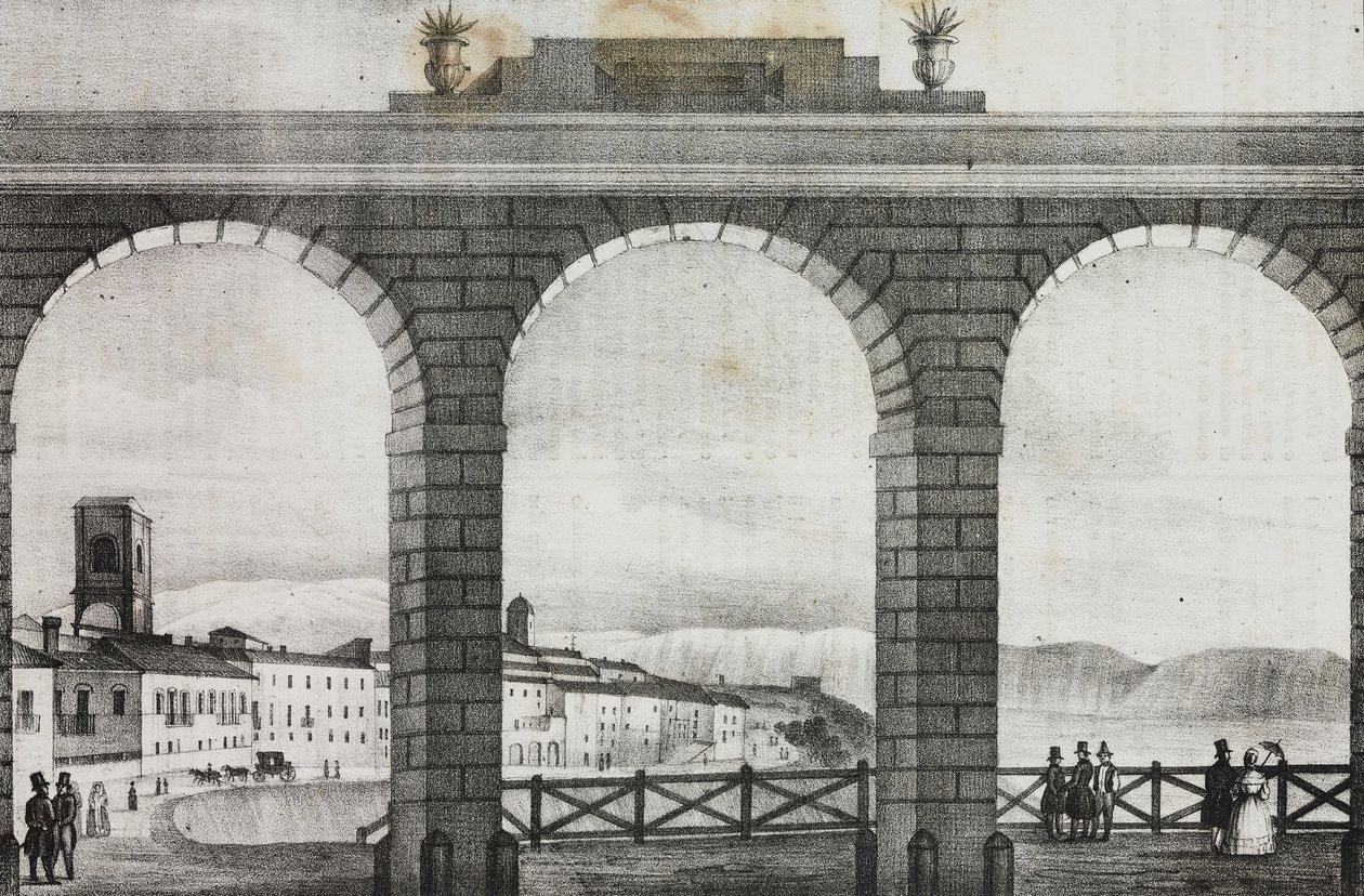 Ansicht von Chieti von der Piazza Grande, Italien, Lithographie von Salvatore Puglia aus Poliorama Pittoresco, Nr. 2, 21. August von Salvatore Puglia