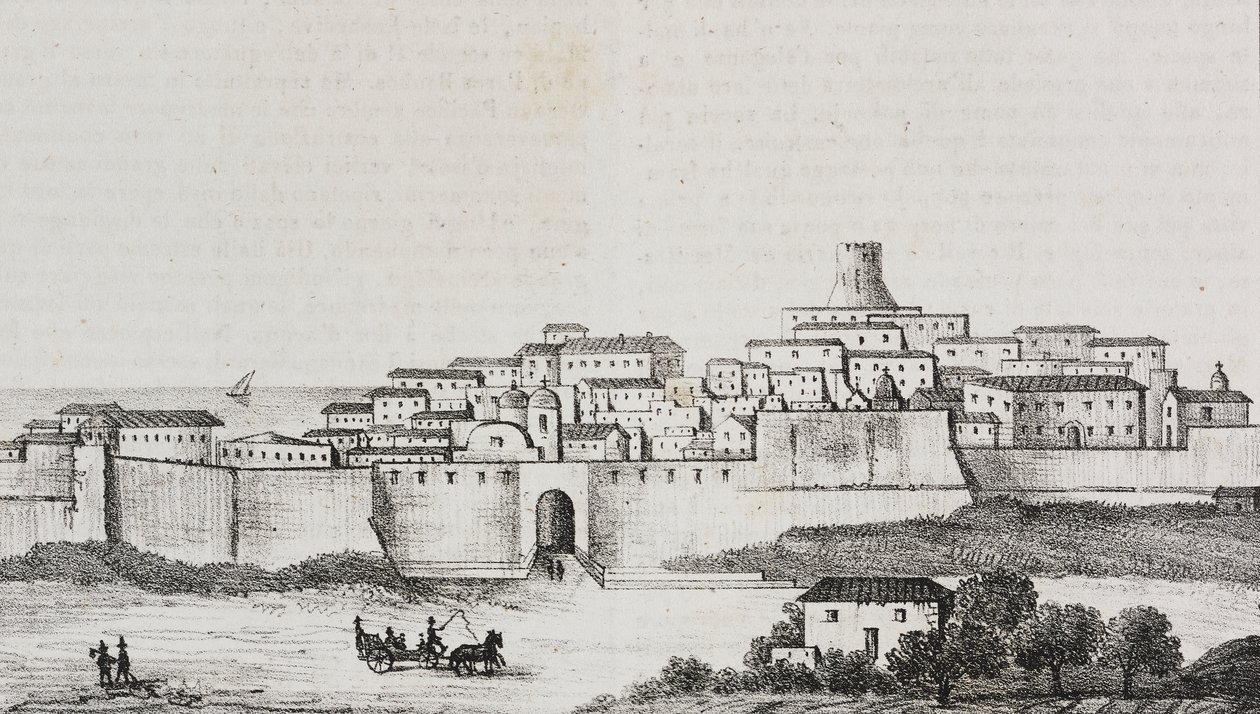 Ansicht von Crotone, Kalabrien, Italien, Lithographie von Salvatore Puglia aus Poliorama Pittoresco, Nr. 12, 26. Oktober von Salvatore Puglia