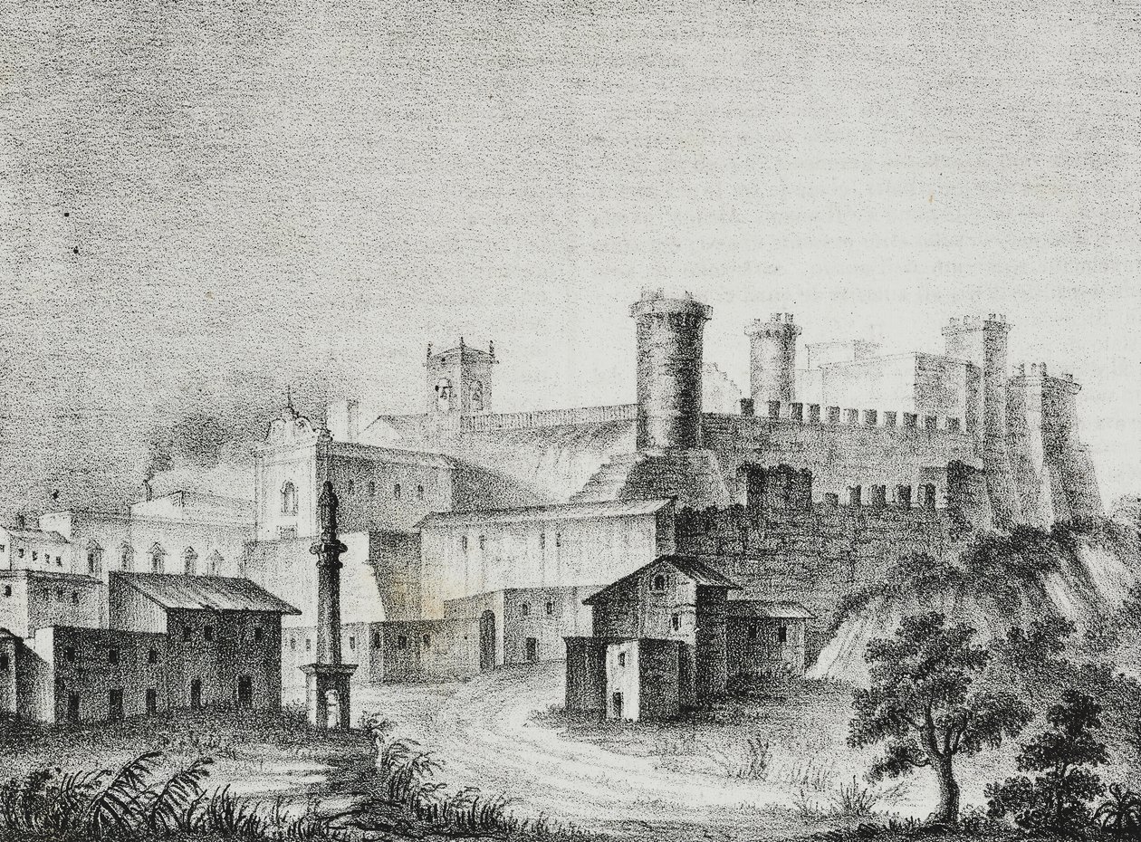 Ansicht von Oria, Apulien, Italien, Lithographie von Salvatore Puglia aus Poliorama Pittoresco, Nr. 13, 6. November von Salvatore Puglia