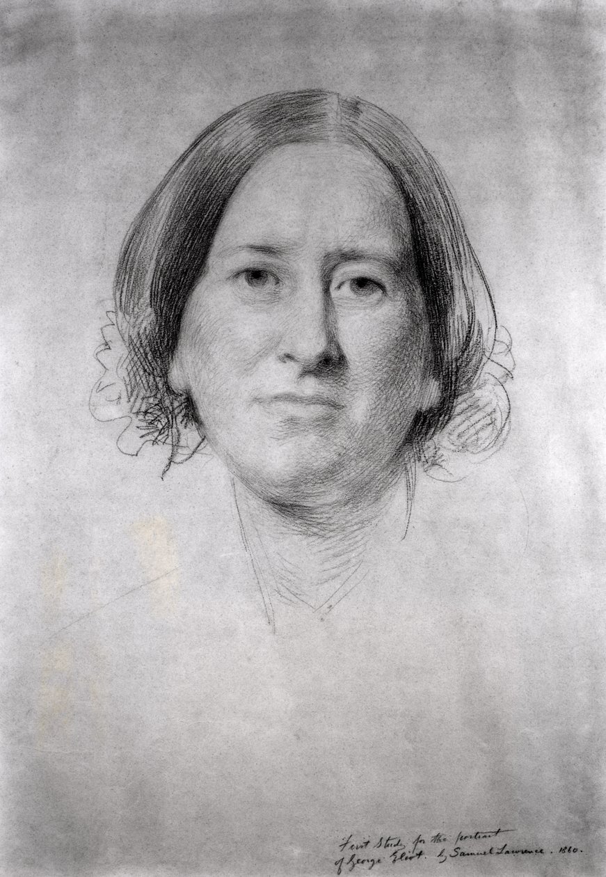Erste Studie für das Porträt von George Eliot (Mary Ann Evans) (1819-1880), 1860 von Samuel Laurence