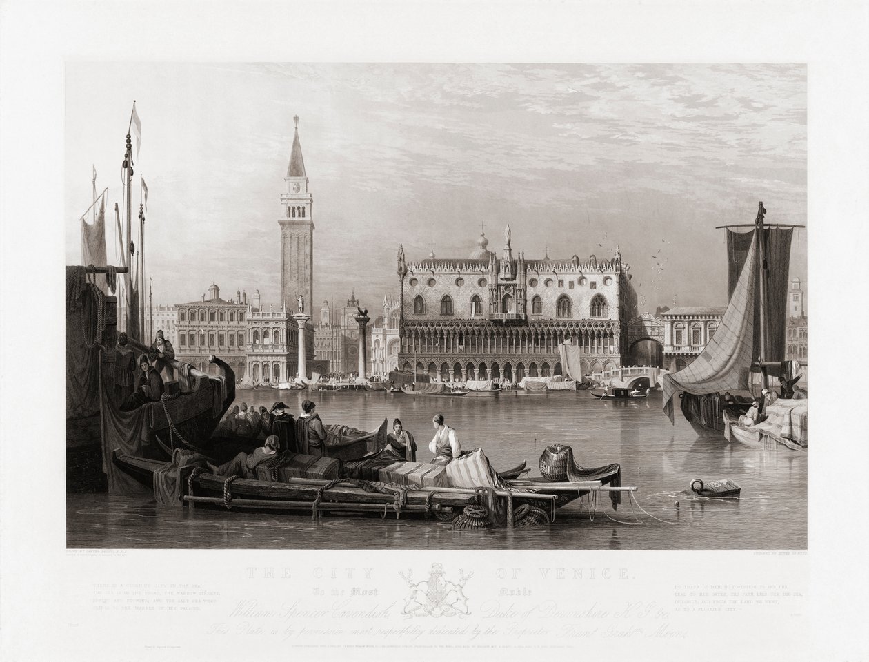 Dogenpalast und Markusplatz, Venedig von Samuel (after) Prout