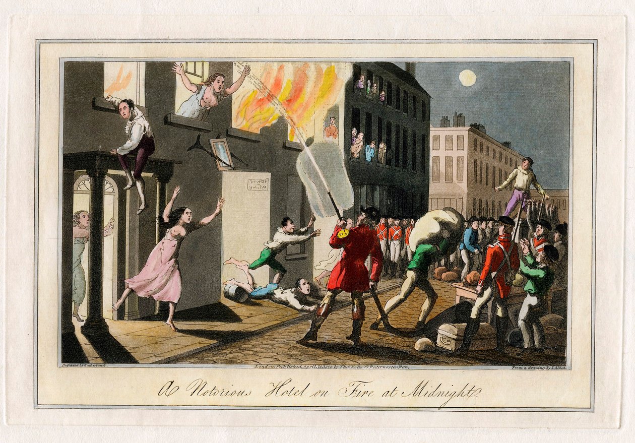 Feuer in einem Hotel in London, um Mitternacht von Samuel Alken