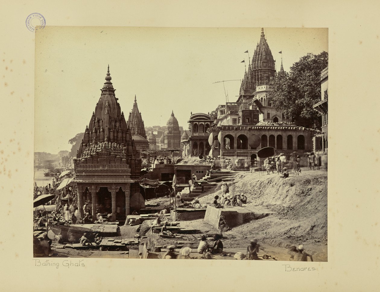 Benares; "Vishnu Pud" und andere Tempel in der Nähe des Verbrennungsghats von Samuel Bourne
