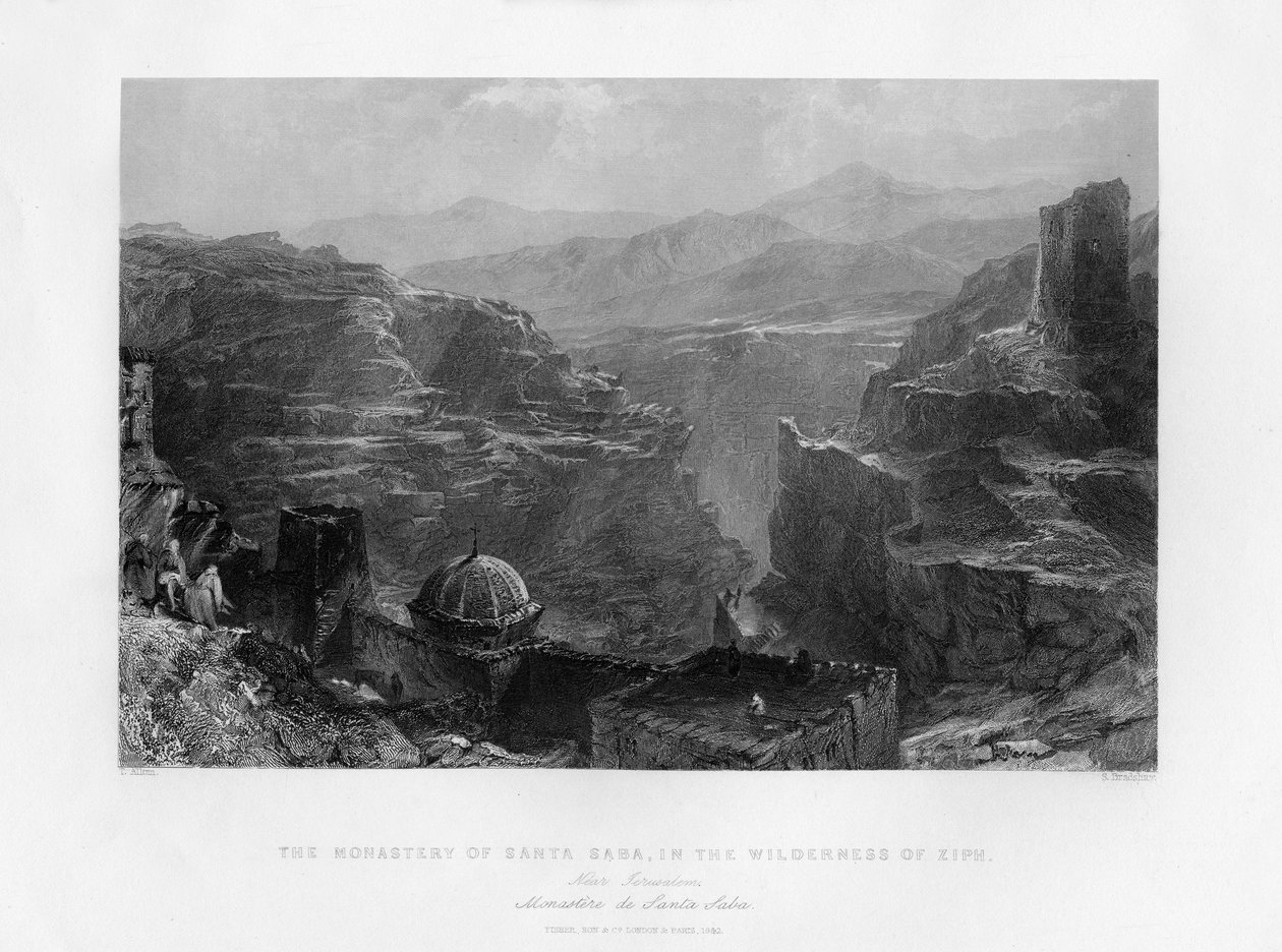 Das Kloster Santa Saba Mar Saba, Israel, 1841 von Samuel Bradshaw