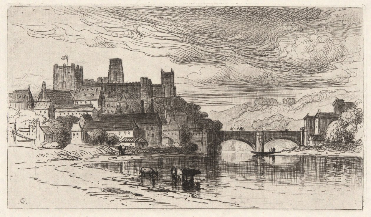 Durham, England (Der Glanz fällt auf Burgmauern) von Samuel Colman