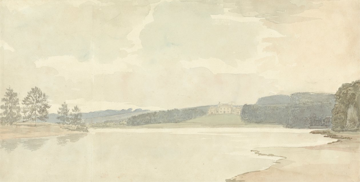 Flusslandschaft mit einem Landhaus in der Ferne von Samuel Davis