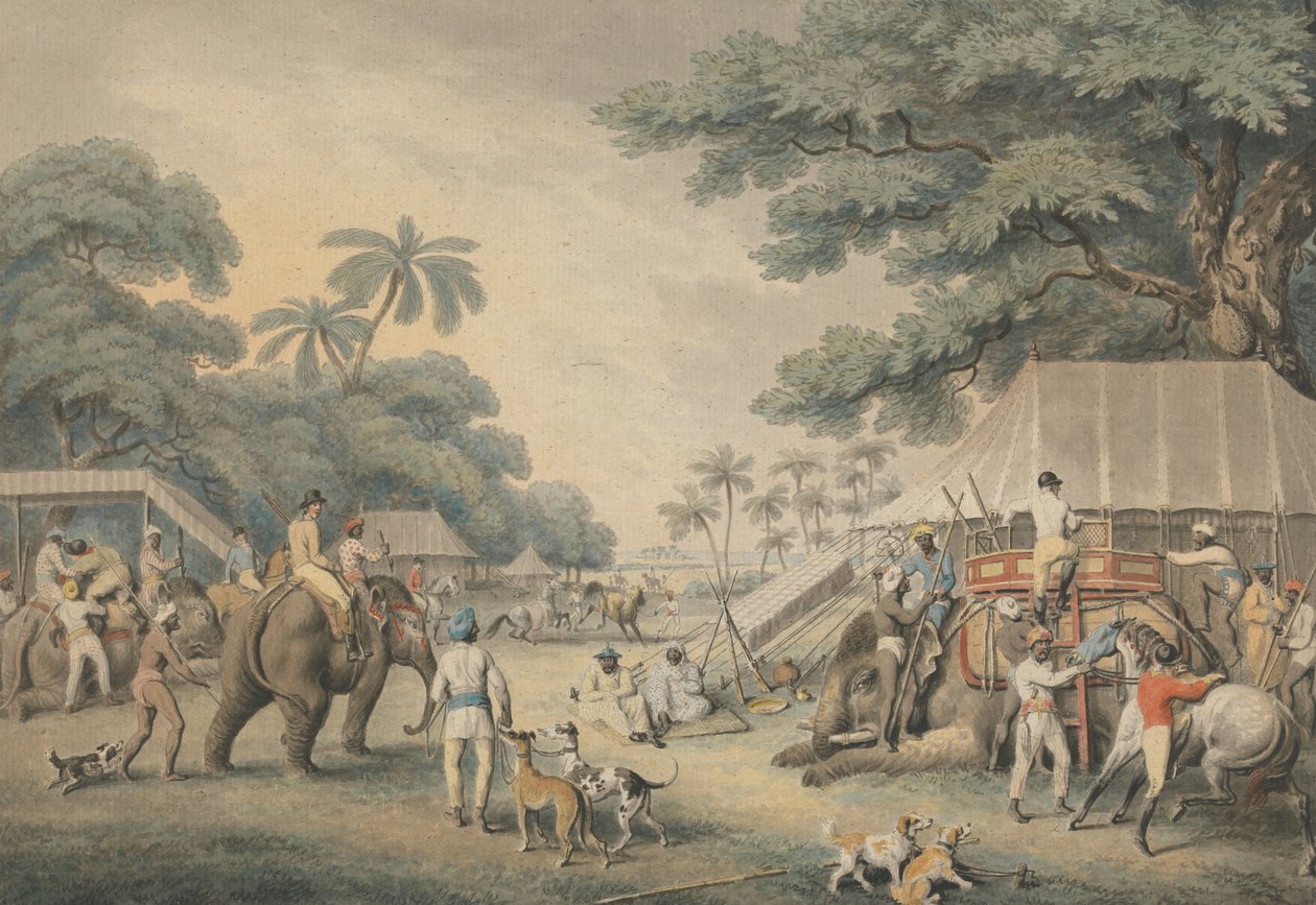 Morgenausflug: eine Illustration für Captain Thomas Williamsons "Oriental Field Sports" von Samuel Howitt