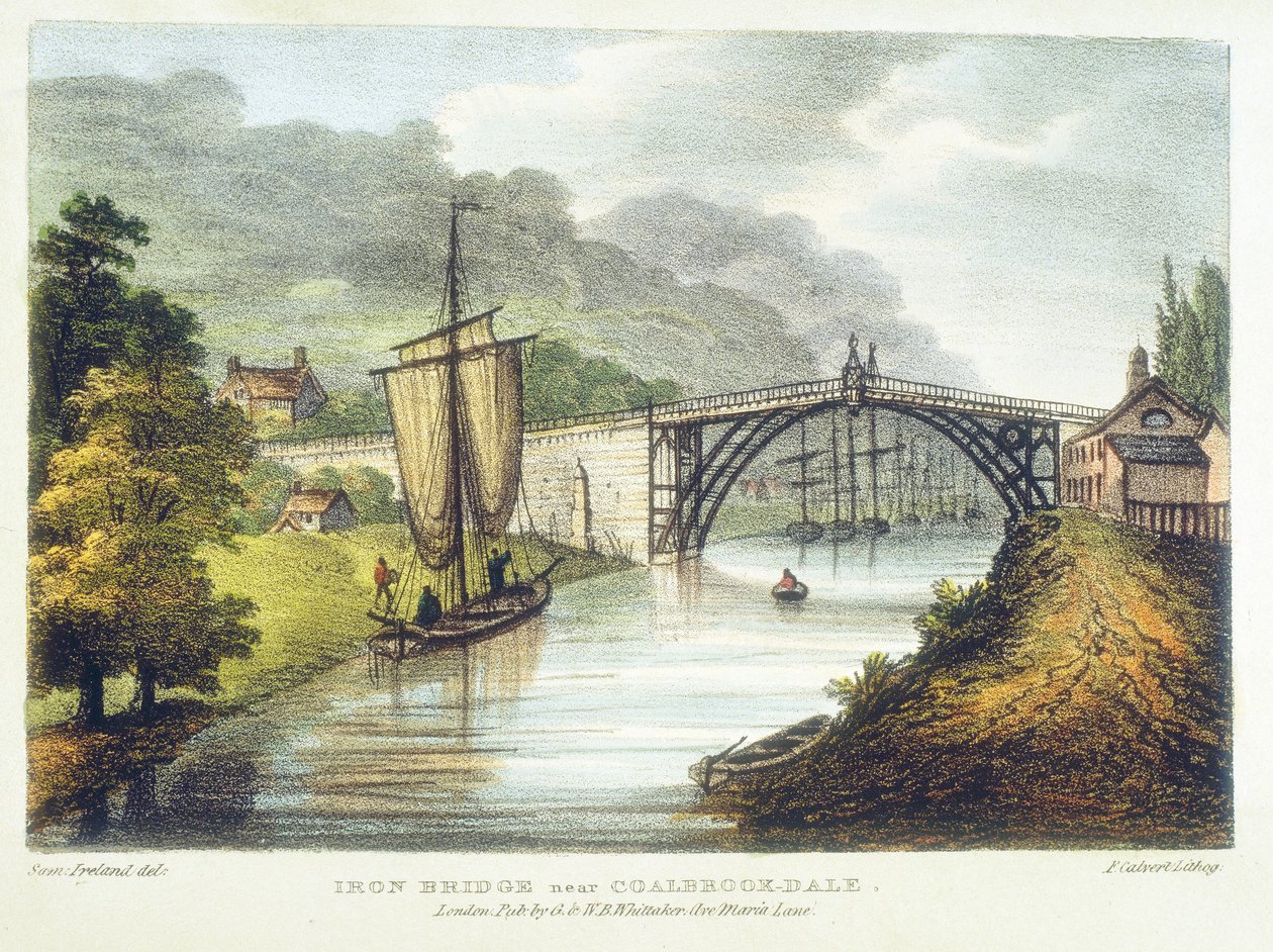 Eisenbrücke über den Severn in Ironbridge, Coalbrookdale, England, gebaut 1779 von Samuel Ireland