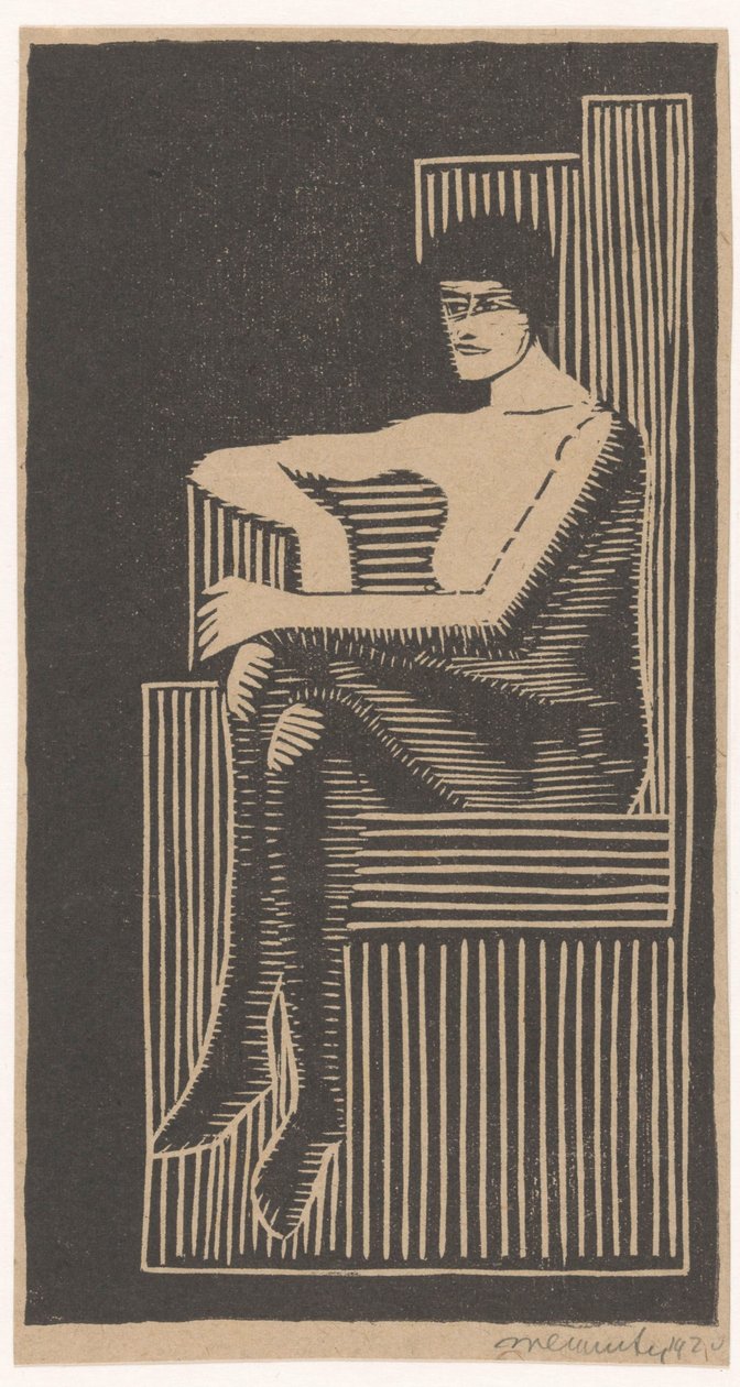 Sitzender Akt in geometrischem Sessel von Samuel Jessurun de Mesquita (signed by artist)