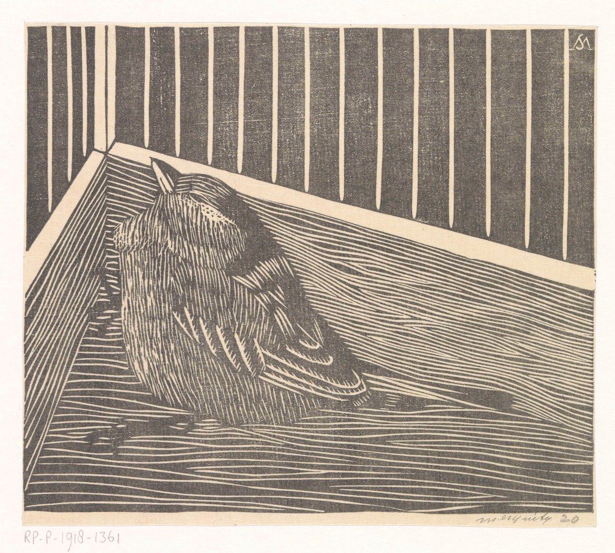 Vogel in der Ecke eines Käfigs von Samuel Jessurun de Mesquita