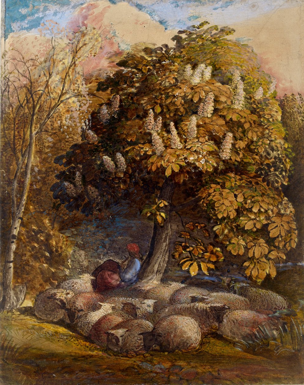 Pastorale mit einem Rosskastanienbaum, um 1830-1831 von Samuel Palmer