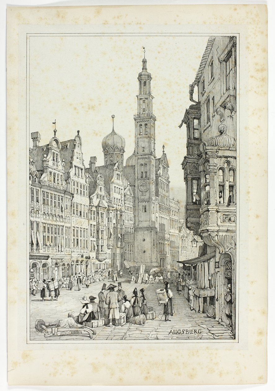 Augsburg, aus Faksimiles von Skizzen aus Flandern und Deutschland von Samuel Prout