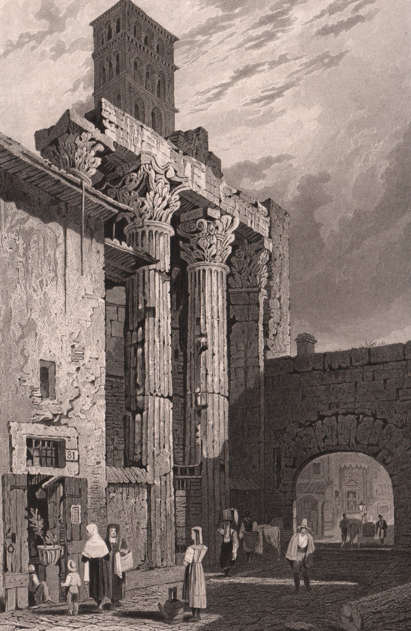 Säulen des Tempels des Mars Ultor, Rom, Latium, Italien, Stahlstich von Samuel Prout von Samuel Prout