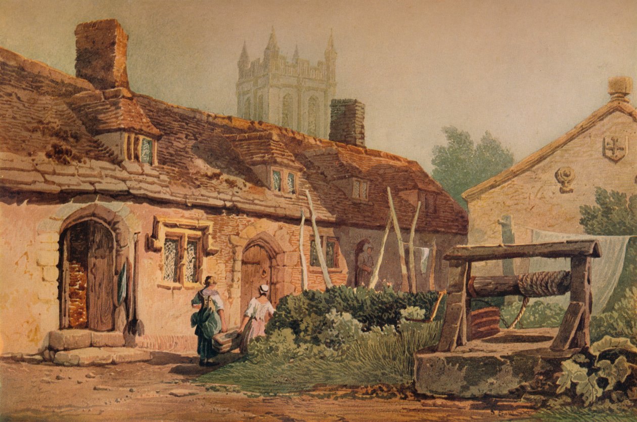 Häuser in Glastonbury, ca. 1819 von Samuel Prout