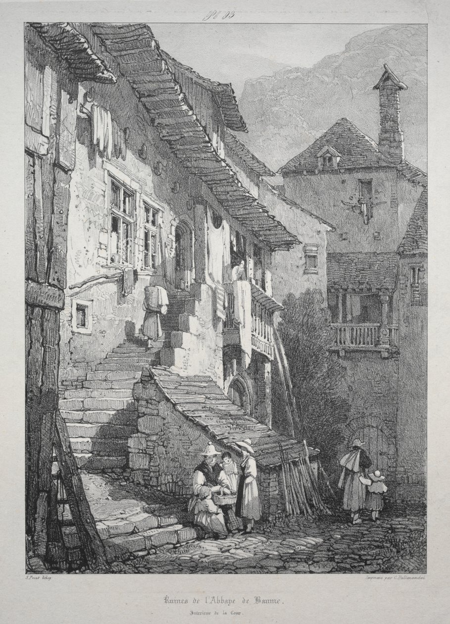 Ruinen der Abtei von Baume. Innenhof von Samuel Prout
